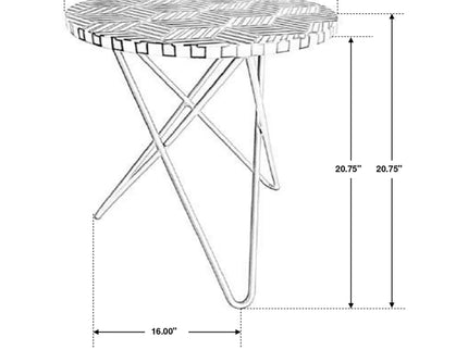 Top Accent Table With Mosaic Design, Circular Tabletop - Gold