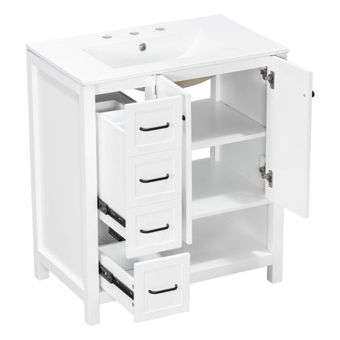 Bathroom Vanity With Sink Top, Bathroom Vanity Cabinet With 2 Doors And 2 Drawers, Open Shelf