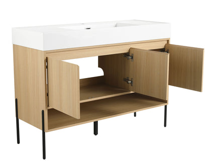 Modern Bathroom Vanity Combo With Single Resin Sink And Storage Cabinet
