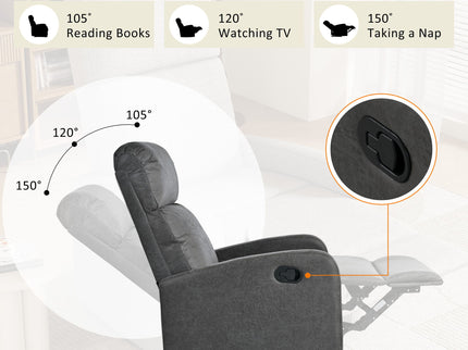 Modern Recliner Manual, Home Theater Chair With Adjustable Backrest