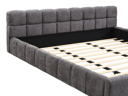 Elegant Upholstered Bed With Checkerboard Design