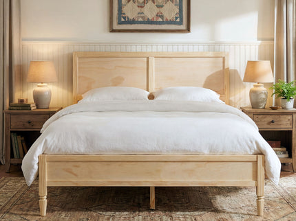 Classic Platform Bed Frame With Panel Headboard