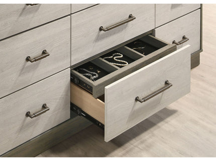 4 Piece Queen Bedroom Set With Built In Storage And Mirror - Oak