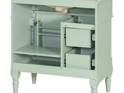 Modern Bathroom Vanity With Sink, Freestanding Cabinet With Flip Drawer & Adjustable Shelf