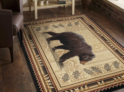 Nature's Nest - 5'3" X 7'3" Lodge Area Rug - Black
