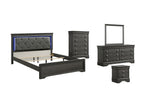 Dark Gray / 5 Pc. Bed, Nightstand, Chest, Dresser, Mirror / King