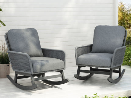 Contemporary Minimalist Wicker Rocking Chair With Soft Cushions And Durable Wooden Frame