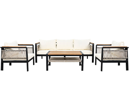 4 Pieces Outdoor Sectional Sofa Set 5 Person Patio Seating Group Outdoor Conversation Set With Cushions And A Coffee Table For Patios