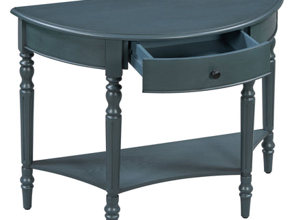 Half Moon Console Table With Drawer & Shelf