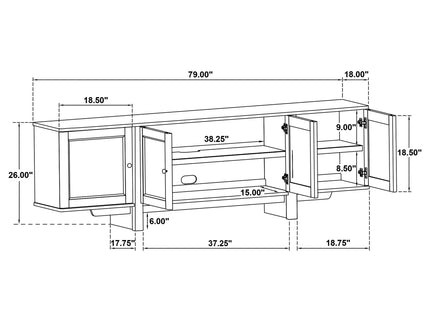 Kimpton - 4 Door Cane TV Stand Media Console - Beige