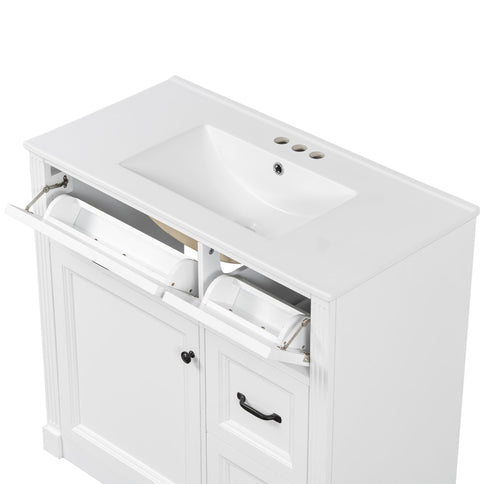 Modern Bathroom Vanity With Sink, 4 Drawers, Soft-Close Door, Adjustable Shelf