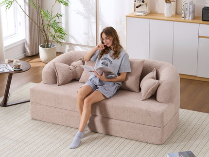 Foldable Sofa Bed, Boneless Couch Convertible Sleeper With 4 Pillows