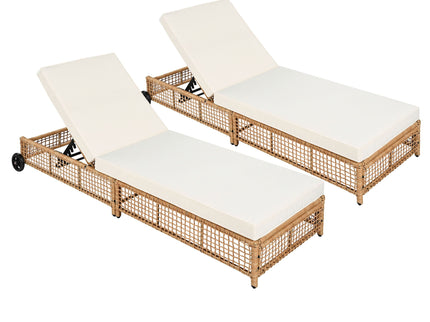 Outdoor Lounge Chair With 5 Position Backrest With Cushion And Wheels