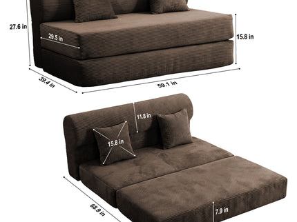 Convertible Sofa Bed, 2 Seater Fold Out Floor Couch