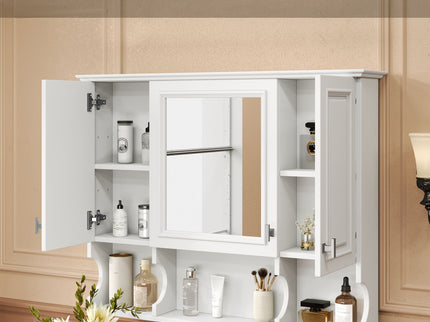 Wall Mounted Bathroom Medicine Wall Cabinet With Mirror & Open Shelves