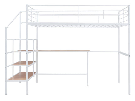 Loft Bed With Desk And Lateral Storage Ladder