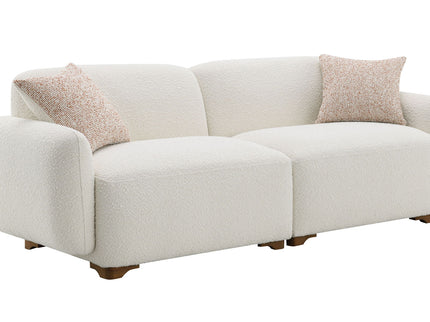 Darius - Boucle Sofa With 2 Toss Pillows - Beige