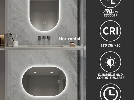 Smart Wall Mounted LED Touch Screen Mirror With Anti-Fog Function And Adjustable Lighting