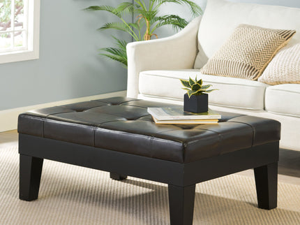 Chatham - Ottoman With Drawer Leather Storage Solution - Dark Coffee