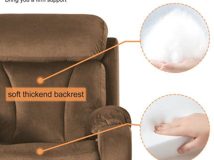 Lift Chair Recliner Power Remote Control Recliner Sofa Relax Soft Chair Anti - Skid Australia Cashmere Fabric Furniture Living Room - Brown