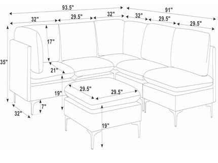 Upholstered Modular Sectional & Tall Legs