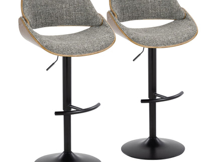 Fabrizzi - Mid Century Modern Adjustable BarStool With Rounded T Footrest (Set of 2)