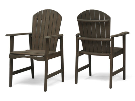 Outdoor Weather Resistant Acacia Wood Adirondack Dining Chairs (Set of 2)