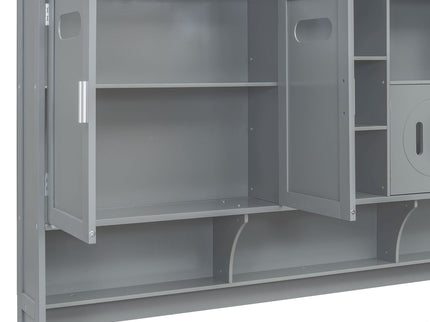 Daybed With All-In-One Cabinet And Shelf