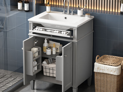 Bathroom Vanity With 2 Doors And Tip Out Drawer, Soft Closing Hinges