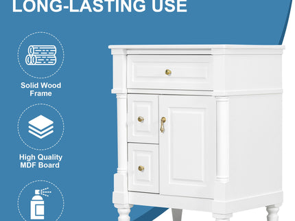Freestanding Bathroom Vanity With Sink, Adjustable Shelf & Flip Drawer