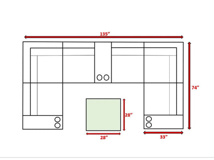 Modern Patio Rattan Sectional Set With Cushions