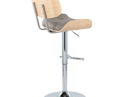 Lombardi - Contemporary Adjustable Barstool With Swivel With Straight T Footrest (Set of 2)