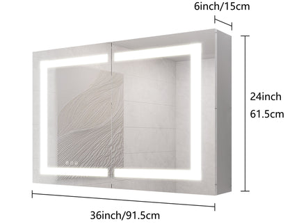 Medicine Cabinet With LED Vanity Mirror, Anti-Fog, Waterproof, Dimmable With Touch Switch