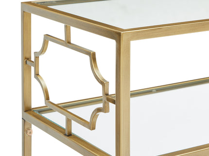 Grifton - Rectangular Glass Accent Table - Antique Gold