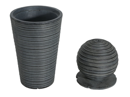 31.5" Tall Striped Column Fountain With LED Light Design For Outdoor Spaces - Gray