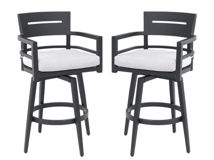 Outdoor Swivel Bar Chairs, 360 Degree Rotation, Ergonomic Backrest (Set of 2)