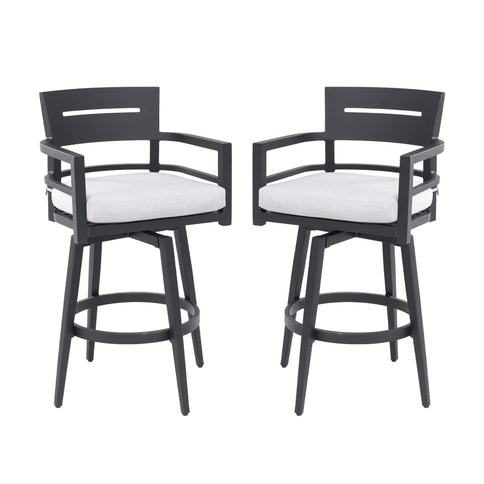 Outdoor Swivel Bar Chairs, 360 Degree Rotation, Ergonomic Backrest (Set of 2)