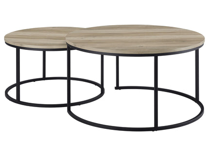 Arrize - 2 Piece Round Nesting Coffee Table Set - Pine Wood