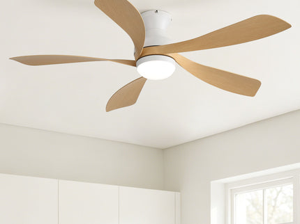 52" Ceiling Fan With 3 Color Dimmable LED Light, DC Reversible Motor, 6 Speed Settings