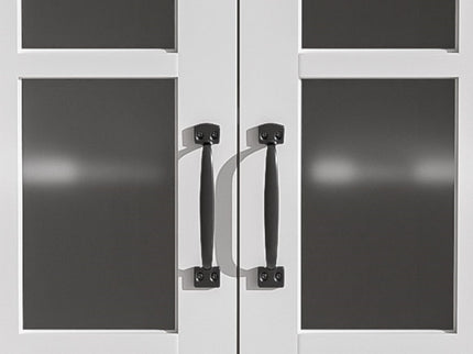 Modern Bathroom Vanity With Ceramic Sink, Tempered Blurred Glass Doors