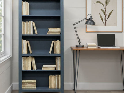 5 Shelf Bookcase - Blue Denim / Whiskey