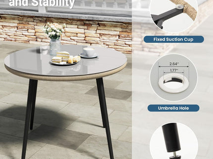 5 Piece Twisted Rattan Patio Dining Set With Table