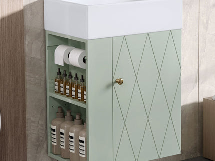 Modern Bathroom Vanity With Sink, Diamond Pattern Doors