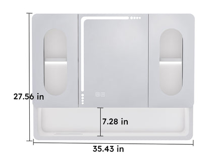 Wall Mounted Bathroom Mirror Cabinet With LED Lights, Anti Fog & Explosion Proof, Touch Control Medicine Cabinet, 3 Color Lighting - White