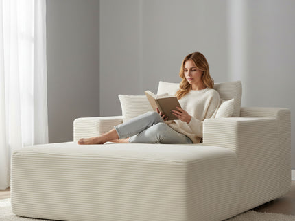 Convertible Chaise Lounge Chair With Wide Armrest & Throw Pillows