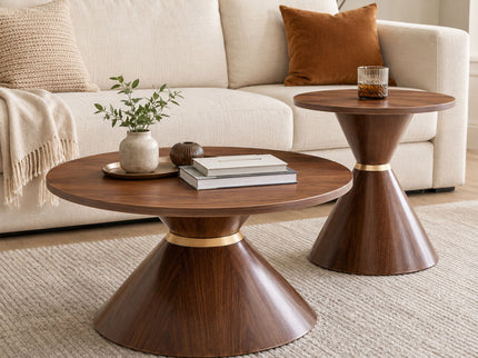 2 Piece Round Coffee Table Set For Living Room
