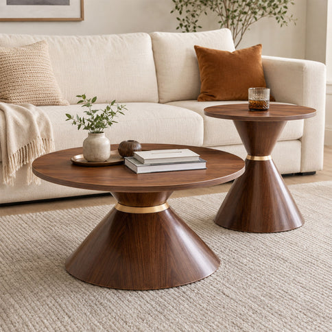 2 Piece Round Coffee Table Set For Living Room