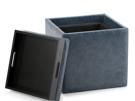 Rockwood - Upholstered Cube Storage Ottoman With Tray