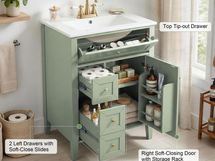 Bathroom Vanity With Sink, Soft Closing Cabinet