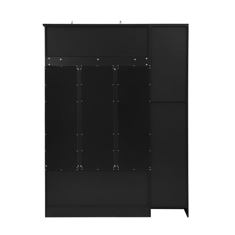 Tall Hall Tree With Shoe Storage, 4 In 1 Entryway Bench With 6 Cabinets, 4 Coat Hooks & Adjustable Shelf For Hallway - Black